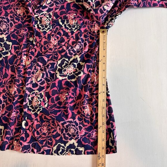 Vera Bradley Button Up Shirt XL Katarina Floral Boho Pink And Blue - Picture 9 of 13
